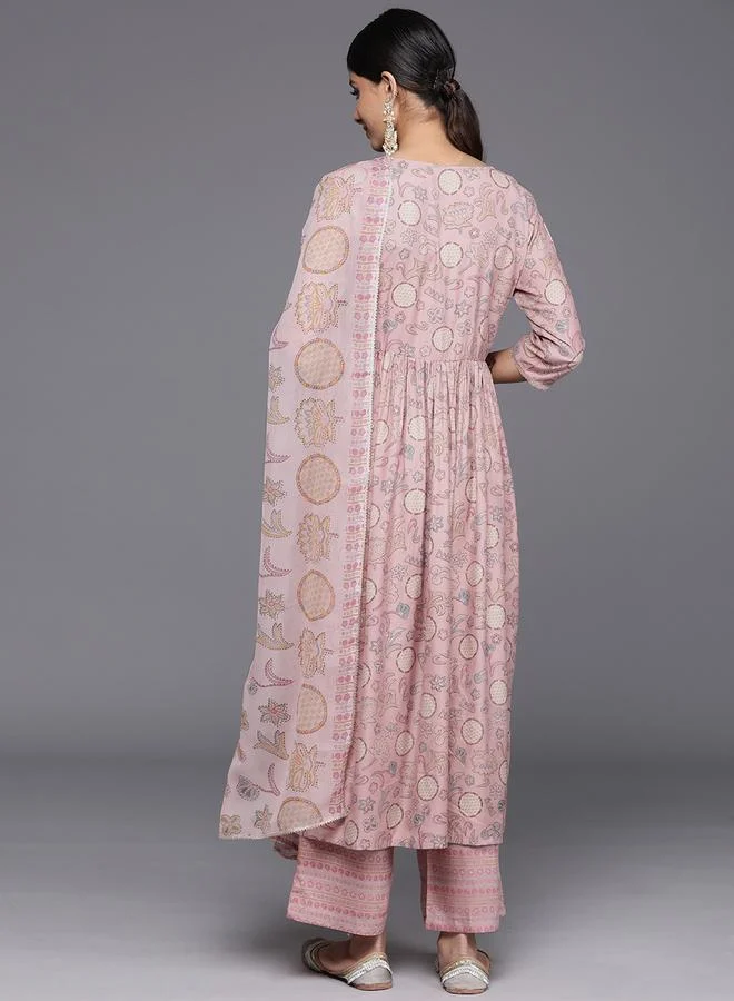 Libas Printed Kurta with Mid Rise Trousers and Chiffon Printed Dupatta Set by Styli