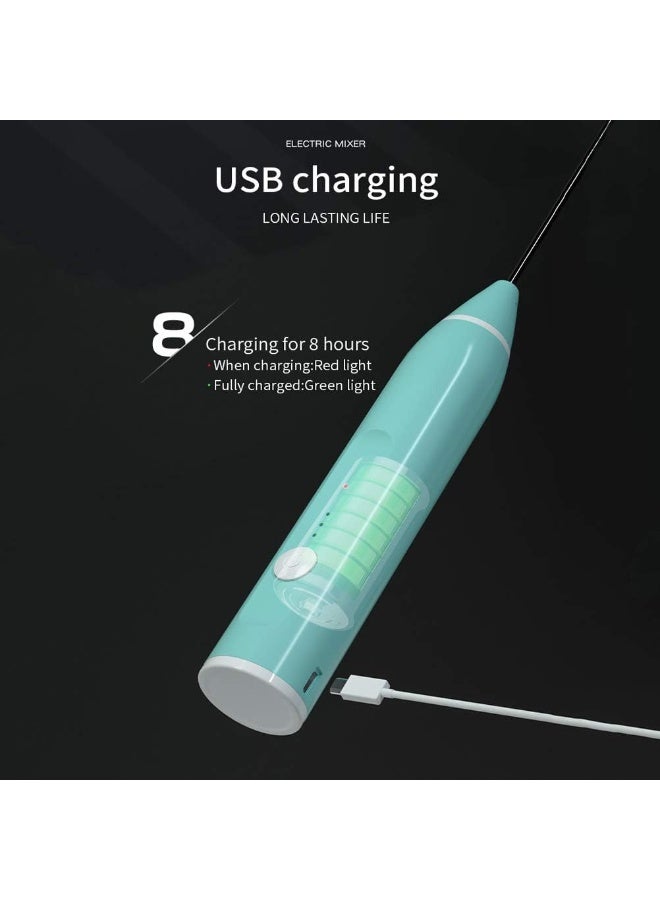 زوبا اداة خفق لبن محمولة، خلاط كهربائي قابل لاعادة الشحن لصنع فوم القهوة وخفق البيض، ب3 سرعات قابلة للتعديل، خافق محمول صغير للكابتشينو واللاتية والشيكولاتة الساخنة  -3 قطع -أخضر - Image 4