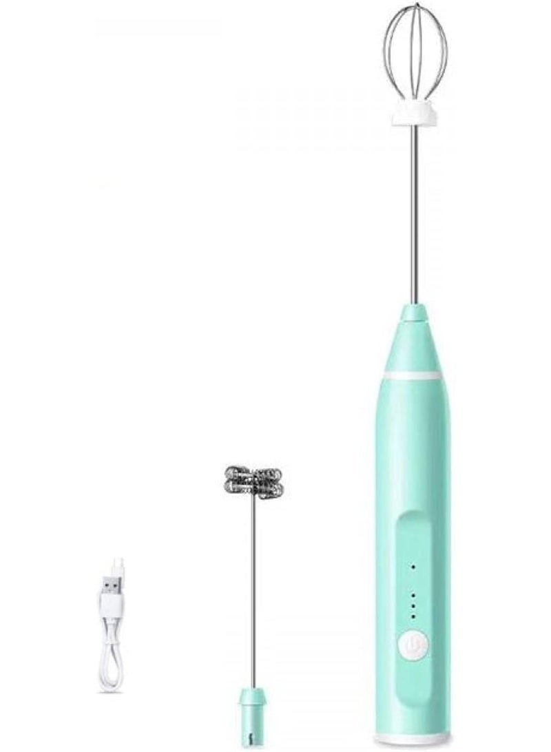 زوبا اداة خفق لبن محمولة، خلاط كهربائي قابل لاعادة الشحن لصنع فوم القهوة وخفق البيض، ب3 سرعات قابلة للتعديل، خافق محمول صغير للكابتشينو واللاتية والشيكولاتة الساخنة  -3 قطع -أخضر - Image 1