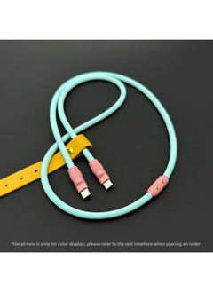 Generic Mobile Phone Color Matching Fast Charging Silicone Tablet IPhone Data Line Apple 16Pro Computer PD For IPad-Color:Tiffany+powder Shell+slider-Line Length:1m (usb To Apple 8-14 Front/12w)  - Image 1