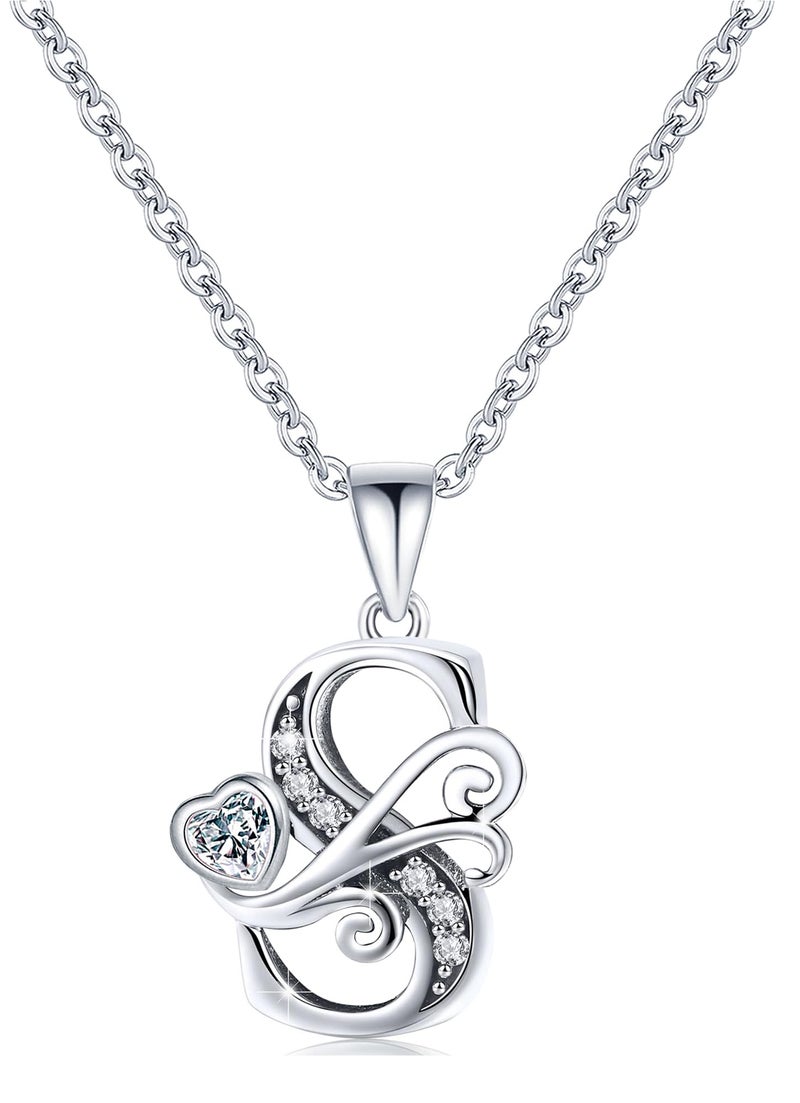 SHBOAZED S925 Sterling Silver Initial Letter Necklaces for Women Dainty Letter Chain Necklace for Women Personalized Jewelry Gifts S - Image 1