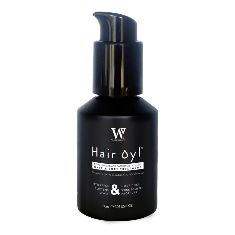 Watermans Hair Oyl Hair Growth Oil for Dry Frizzy Damaged Hair with Camellia Black Castor Oils Lightweight Head Body Oil for Shine Smoothness Hydration for Women Men 60 mL - Image 2