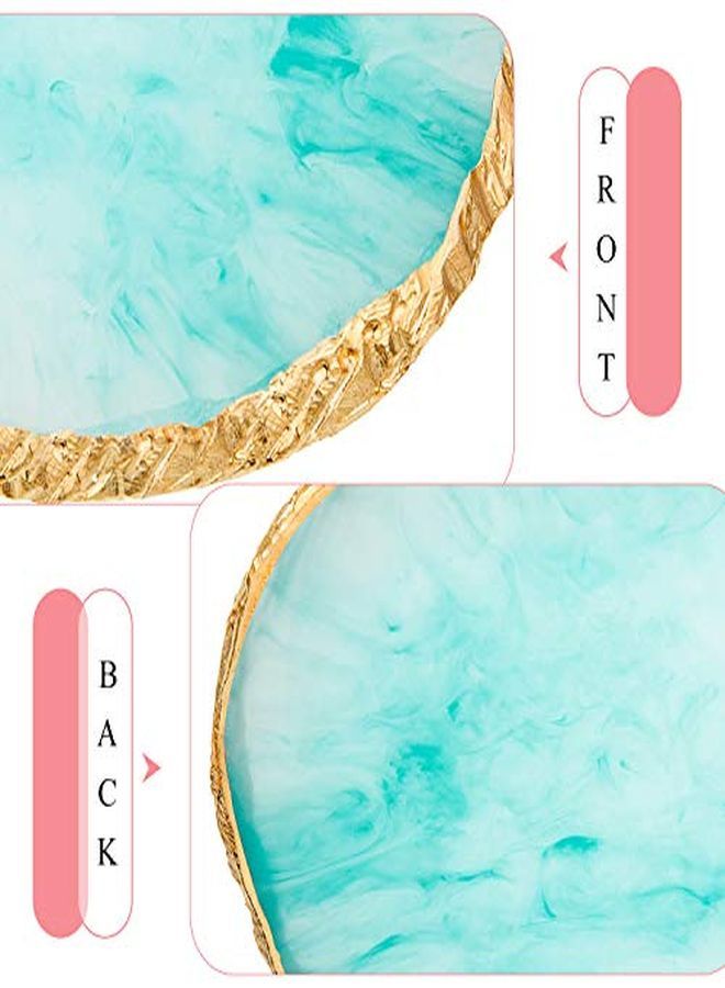 Blulu 3 Pieces Nail Art Palettes Nail Mixing Palette Polish Color Mixing Plate Golden Edge Resin Nail Holder Nail Art Display Cosmetic Mixing Tools (Round Shape) - Image 3