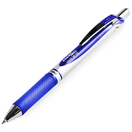 Pentel EnerGel RTX Retractable Liquid Gel Pen, (0.7mm) Metal Tip, Medium Line, Blue Ink 3 Pack - Image 2