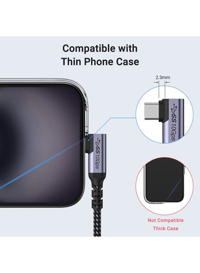 SUMPK USB C 3.1 Data Cable 10FT 2 Packs, Right Angle 100W Gen 2 Fast Charging 10Gbps High Speed Transfer Cable, 4k 60hz Video Output PD Cord Compatible for Monitor Display, Thunderbolt 3, MacBook Pro - Image 2