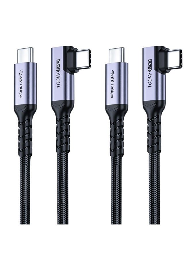 SUMPK USB C 3.1 Data Cable 10FT 2 Packs, Right Angle 100W Gen 2 Fast Charging 10Gbps High Speed Transfer Cable, 4k 60hz Video Output PD Cord Compatible for Monitor Display, Thunderbolt 3, MacBook Pro - Image 1