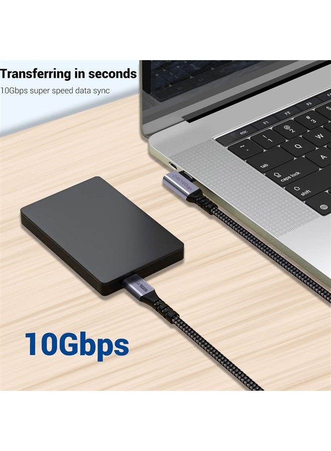 SUMPK USB C 3.1 Data Cable 10FT 2 Packs, Right Angle 100W Gen 2 Fast Charging 10Gbps High Speed Transfer Cable, 4k 60hz Video Output PD Cord Compatible for Monitor Display, Thunderbolt 3, MacBook Pro - Image 3