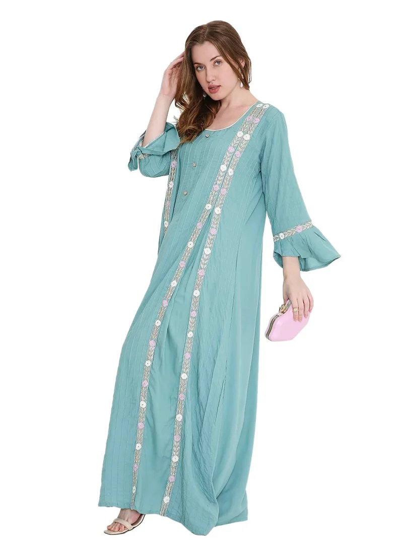 هانا آند سارا refined long viscose farasha with stunning thread embroidery arabic kaftan jalabiya dress