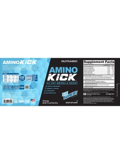 NutraBio NutraBio Amino Kick - Amino Acid Energy Formula - BCAA's, Electrolytes for Hydration, Natural Caffeine 30 Servings (Blue Raspberry)  - Image 2