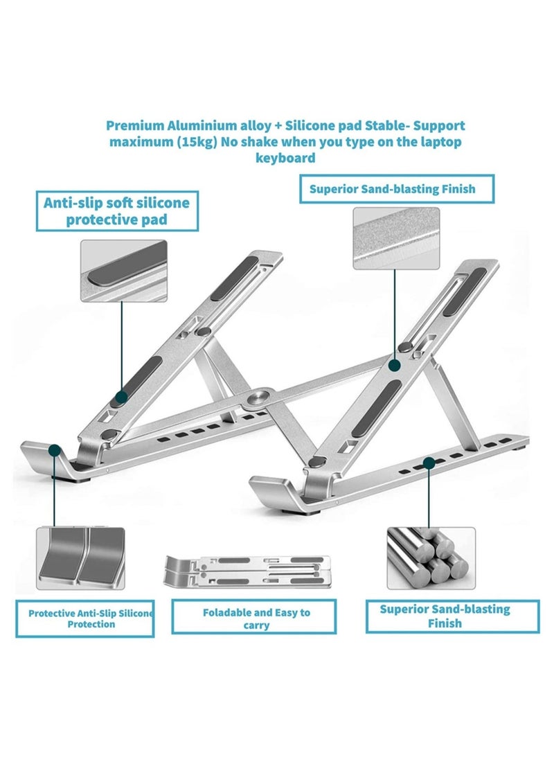ELTRAZONE Adjustable Laptop Stand, Portable Aluminium Laptop Riser Laptop Holder for Desk, Foldable Ventilated Cooling Computer Support Stand for Apple MacBook Pro/Air, HP, Sony, Dell - Image 3