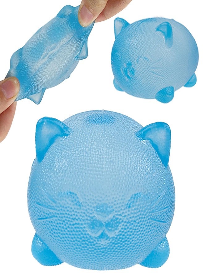 YVBBHE Gummy Kitty & Sugar Ball Designs, Anxiety Relief & Focus Toy, Maltose Filled Squeeze Cat Toys for Sensory Play, Sensory Fidget Toys for Adults, Kids, Slow Rising Squishy Stress Ball ( Blue) - Image 1