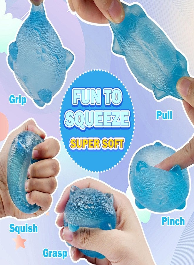 YVBBHE Gummy Kitty & Sugar Ball Designs, Anxiety Relief & Focus Toy, Maltose Filled Squeeze Cat Toys for Sensory Play, Sensory Fidget Toys for Adults, Kids, Slow Rising Squishy Stress Ball ( Blue) - Image 4
