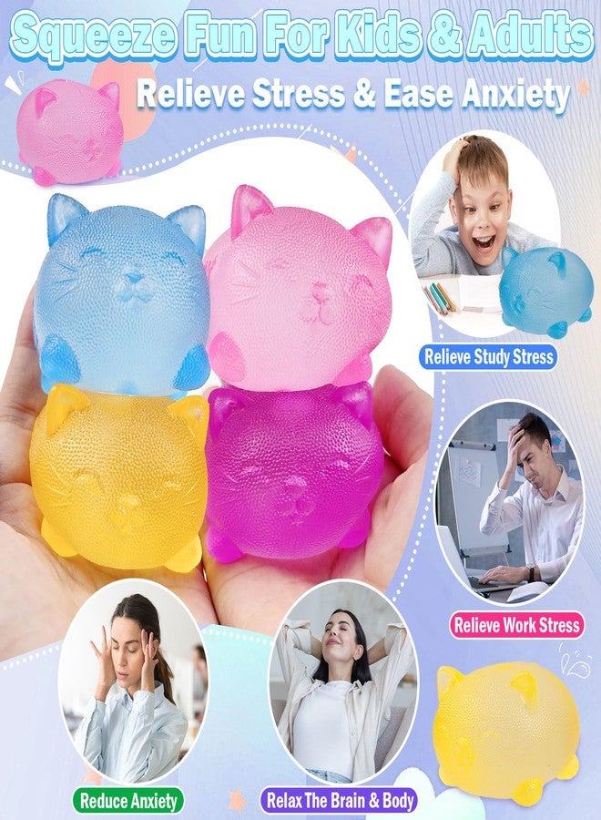 YVBBHE Gummy Kitty & Sugar Ball Designs, Anxiety Relief & Focus Toy, Maltose Filled Squeeze Cat Toys for Sensory Play, Sensory Fidget Toys for Adults, Kids, Slow Rising Squishy Stress Ball ( Blue) - Image 3