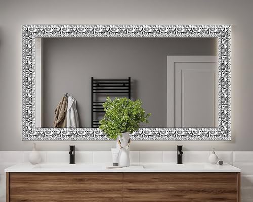 FLFK Mirror Border Peel and Stick - Black and White Wallpaper Borders Decal Trim Floral Pattern 4" x 240" - Image 5
