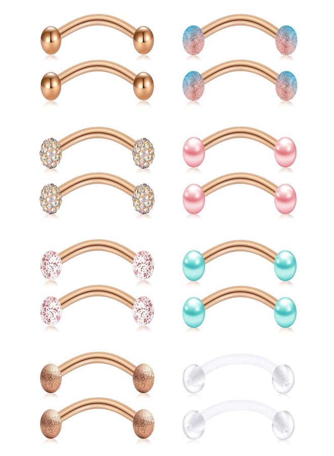 FECTAS 14g Stainless steel Long Nipple Rings Curved Barbells Pettie Belly Rings Curved Barbells Nipplerings Piercing Jewelry for Women 18mm Bars - Image 1