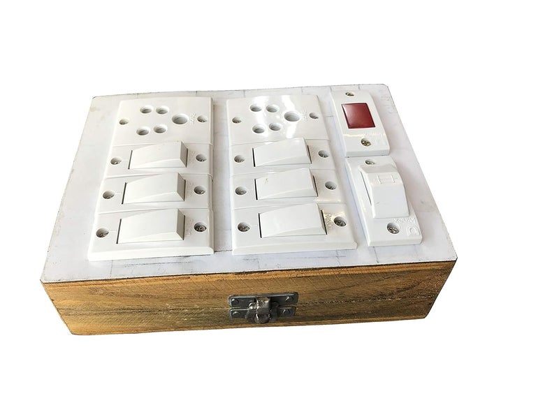 SAIFPRO Electric Wooden Switch Board 6 Switches2 Sockets1 Indicator1 Fuse - Image 2