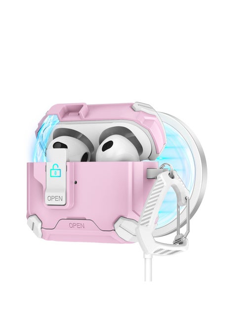 Airpods4 Protective Case Airpods Pro2 Generation Protective Case Apple Mobile Phone Holder Elastic Cover Earpiece Case-Color:White+pink-Applicable Models:airpods 4