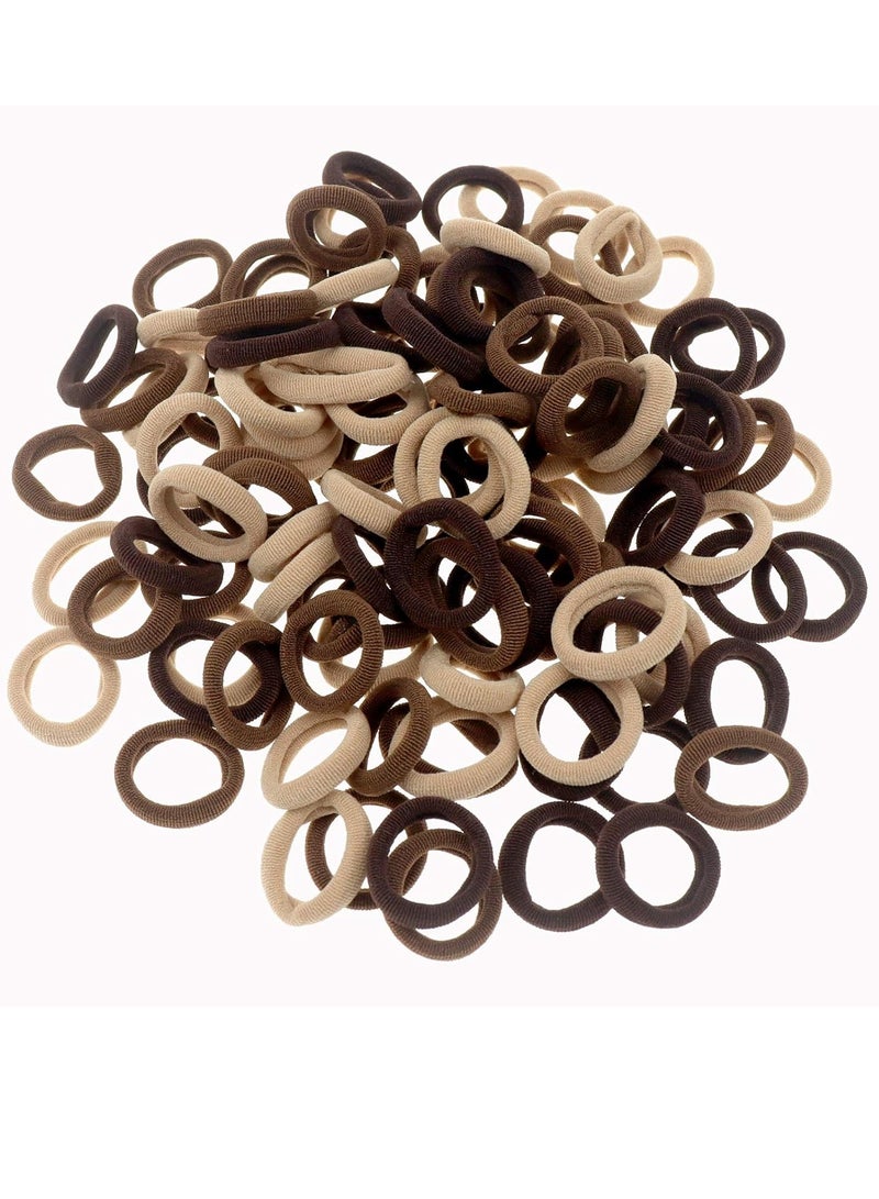 Lelet 200Pcs Nylon Toddler Hair Elastics Ponytail Holder Soft & Seamless Baby Hair Ties, Colorful Rubber Bands for Girls, Gentle on Hair, 2.4cm Diameter-Brown Colors - Image 2