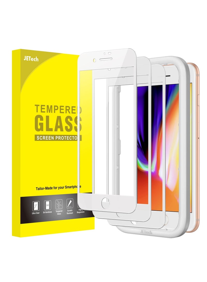 Jetech Full Coverage Screen Protector for iPhone 8 Plus 7 Plus White Edge Tempered Glass Film with Easy Installation Tool Case Friendly HD Clear White  - Image 1