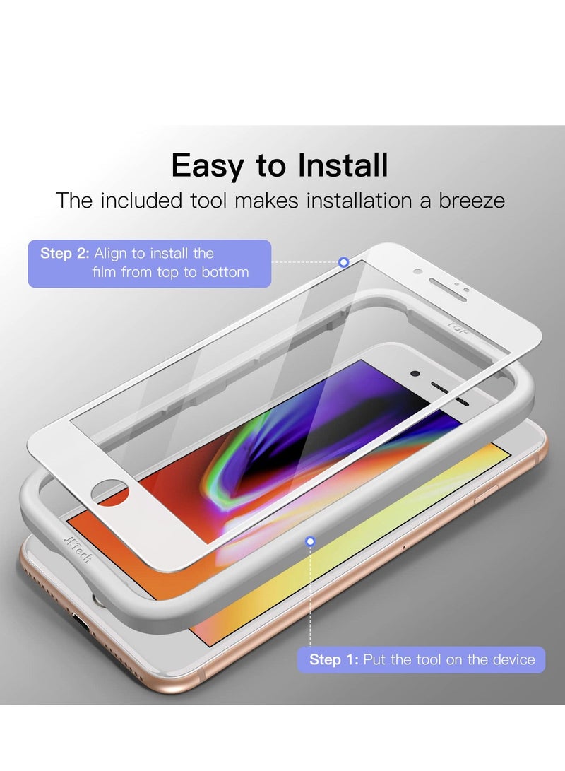 Jetech Full Coverage Screen Protector for iPhone 8 Plus 7 Plus White Edge Tempered Glass Film with Easy Installation Tool Case Friendly HD Clear White  - Image 2
