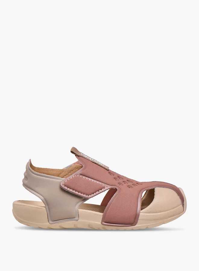 كابا Girls' Perforated Sandals with Hook and Loop Closure