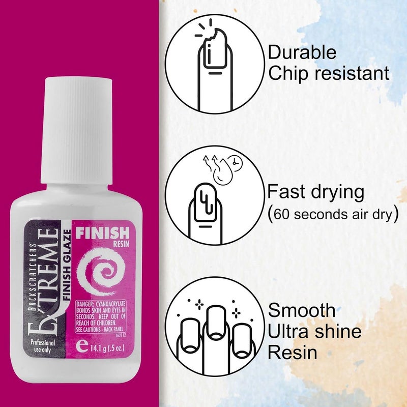 Backscratchers Extreme Finish Glaze Resin - 0.5 Fluid Ounce Nail Adhesive - Image 3
