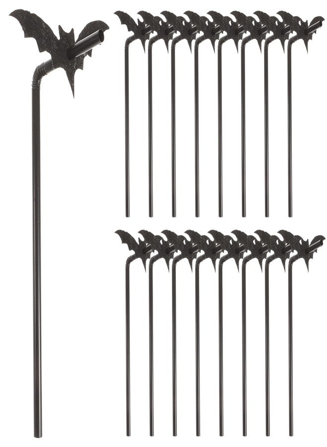 Amosfun 50 Sets Bat Straws Plastic Straws for Drinking Halloween Party Supplies - Image 1