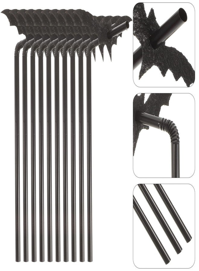 Amosfun 50 Sets Bat Straws Plastic Straws for Drinking Halloween Party Supplies - Image 3
