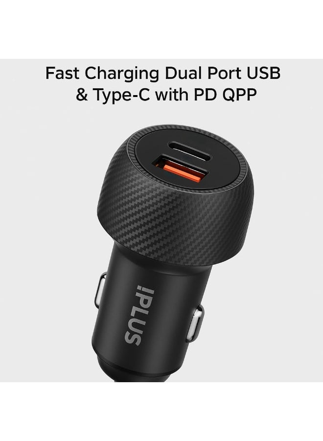 iPLUS 48W GaN Car Adapter Charger Fast Charging Dual Port USB & Type-C with PD QC PPS - Image 2