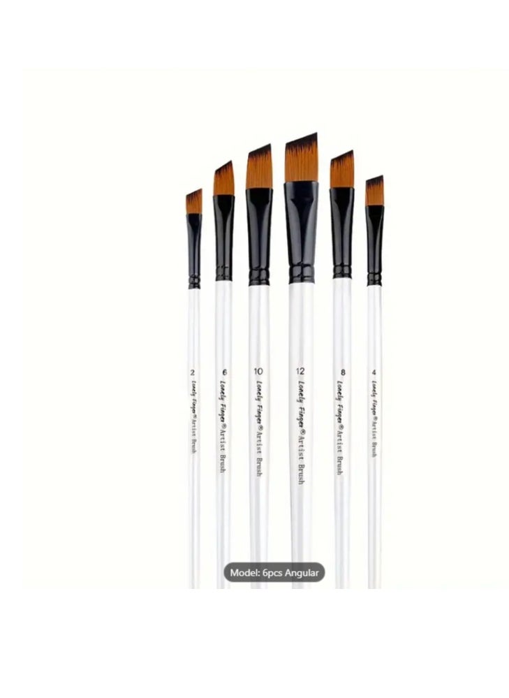 Keep Smiling Keep Smiling Flat Tip Paint Brush Pack of 6, Artist Paint brushes, Easy Use and Maintenance, Suitable For Detail Painting Flat Paint Brushes Sets, White  - Image 2