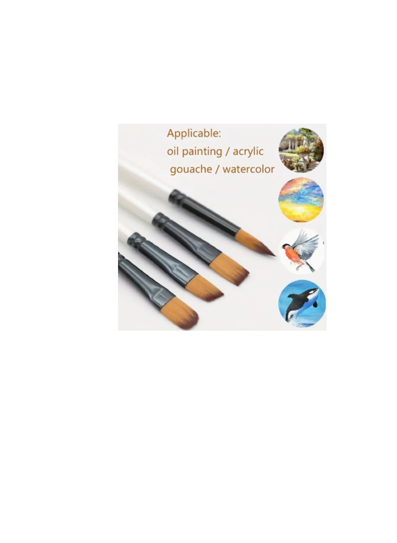 Keep Smiling Keep Smiling Flat Tip Paint Brush Pack of 6, Artist Paint brushes, Easy Use and Maintenance, Suitable For Detail Painting Flat Paint Brushes Sets, White  - Image 3