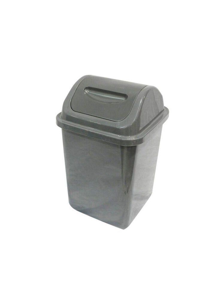 PROMASS Durable Trash Bin With Swing Cover Grey 10L 
