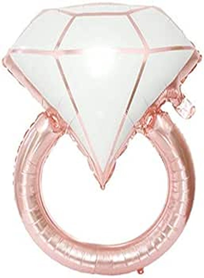 Pengpen Giant Diamond Ring Balloons, Bachelorette Engagement Wedding Party Decor( Rose Gold) 