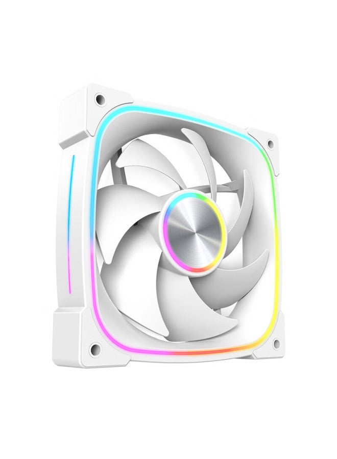 Play Jia Wanjia Interstellar White Reversed Fan 12cm Case Cooling Fan With Synced Rgb Lighting 5v 3-pin Argb Pwm Temperature Control Speed Adjustment - Image 2