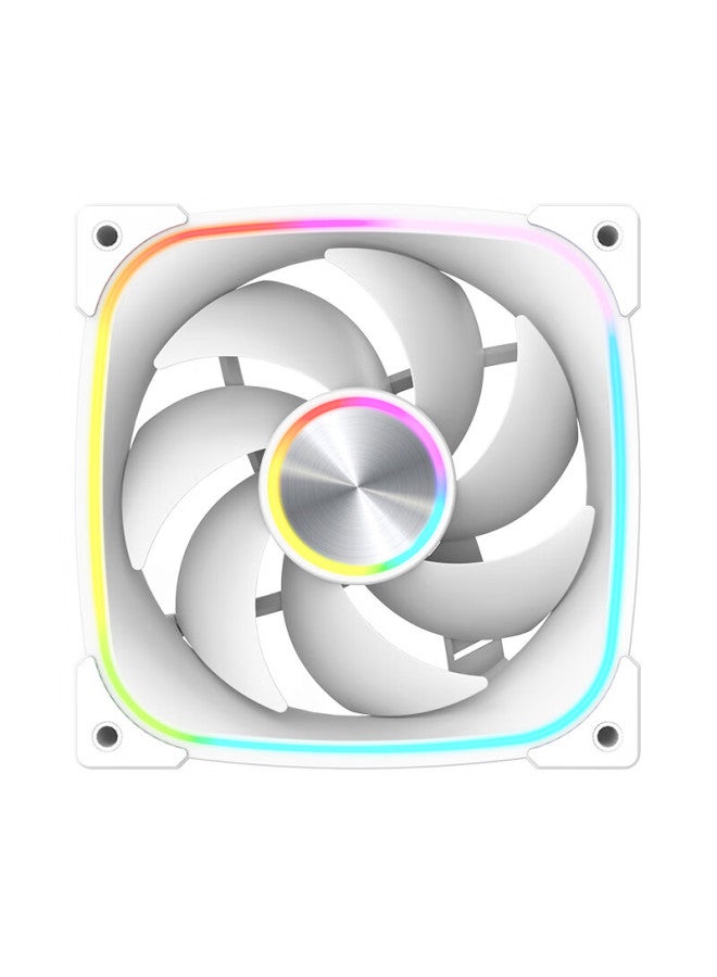 Play Jia Wanjia Interstellar White Reversed Fan 12cm Case Cooling Fan With Synced Rgb Lighting 5v 3-pin Argb Pwm Temperature Control Speed Adjustment - Image 3