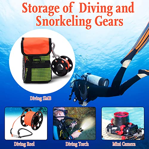 Seafard Scuba Diving Gear Bag, Finger Reel/SMB Safety Surface Marker Buoy Mesh Storage Pocket, Snorkeling Equipment Holder Carry Pouch Orange - Image 2