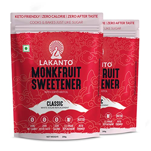 Lakanto Classic Japanese's Monkfruit Sweetener, 200g, Pack of 2 || White Sugar Replacement, Zero Calories, Zero Carbs, keto & Diabetic Friendly, Low Glycemic Natural Sweetener - Image 1