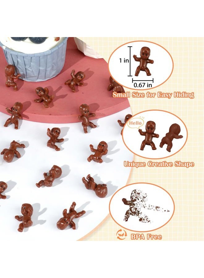 ZYFLSQ 120 Pcs Mini Babies for Baby Shower Games, 1 Inch Tiny Plastic Babies Bulk for My Water Broke Ice Cube, Mardi Gras King Cake Baby Figurines, Hide Hunt Games, Party Decorations Favors(Black) - Image 2