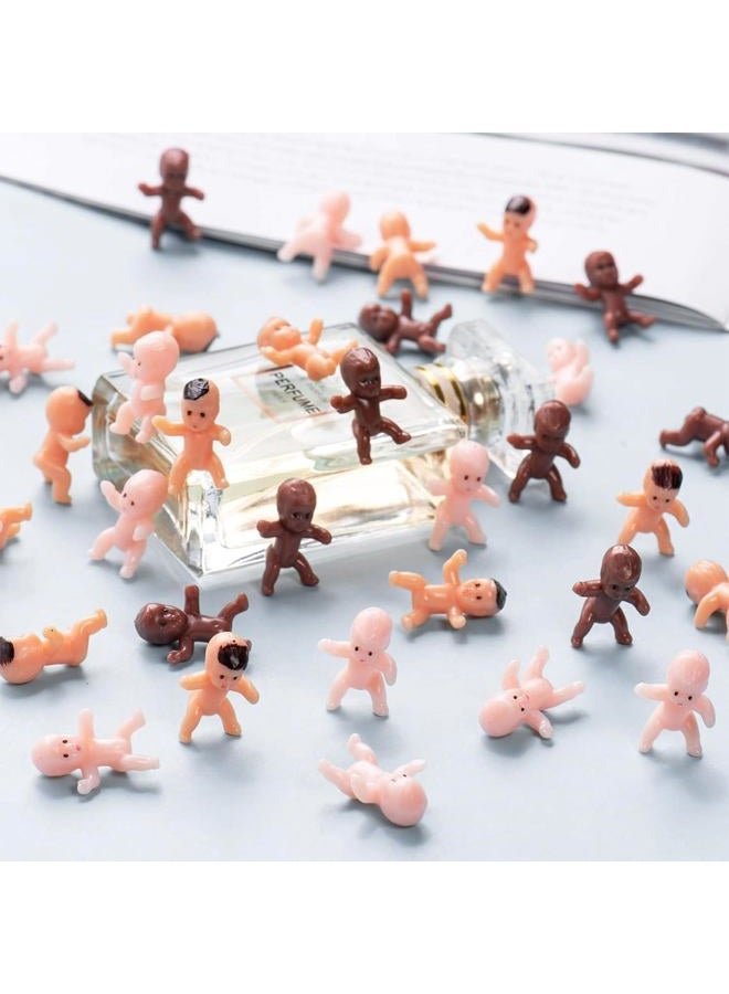 ZYFLSQ 120 Pcs Mini Babies for Baby Shower Games, 1 Inch Tiny Plastic Babies Bulk for My Water Broke Ice Cube, Mardi Gras King Cake Baby Figurines, Hide Hunt Games, Party Decorations Favors(Black) - Image 3
