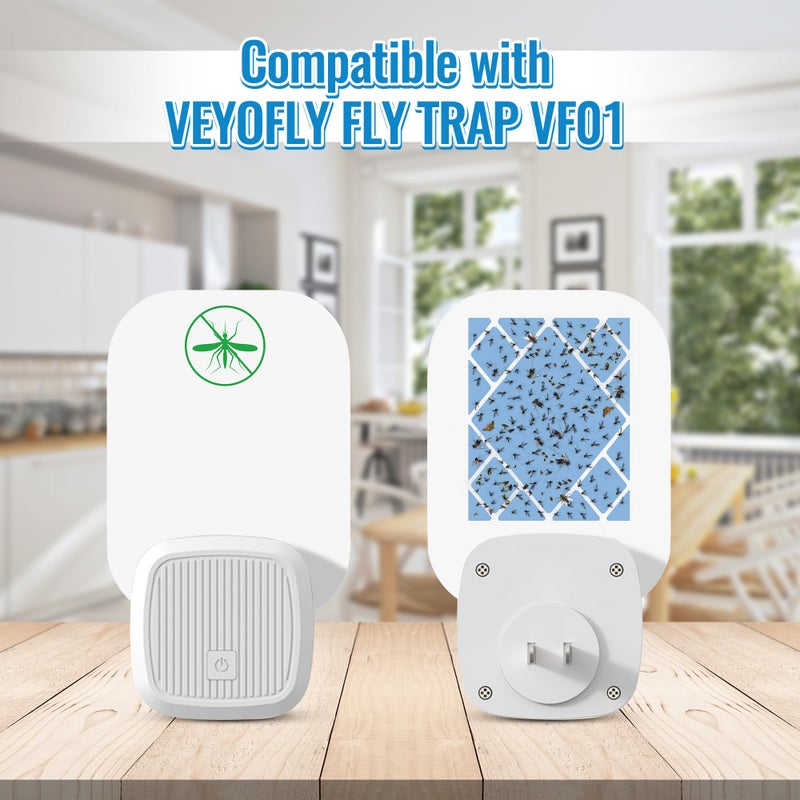 Qualirey كواليراي 30 عبوة من فخ الحشرات الطائرة إعادة تعبئة متوافقة مع فخ الذباب VEYOFLY VF01، لوح لاصق لاصطياد الحشرات، بطاقات لاصقة بديلة لفخ الحشرات والبعوض والذباب الفاكهي في الداخل - Image 2