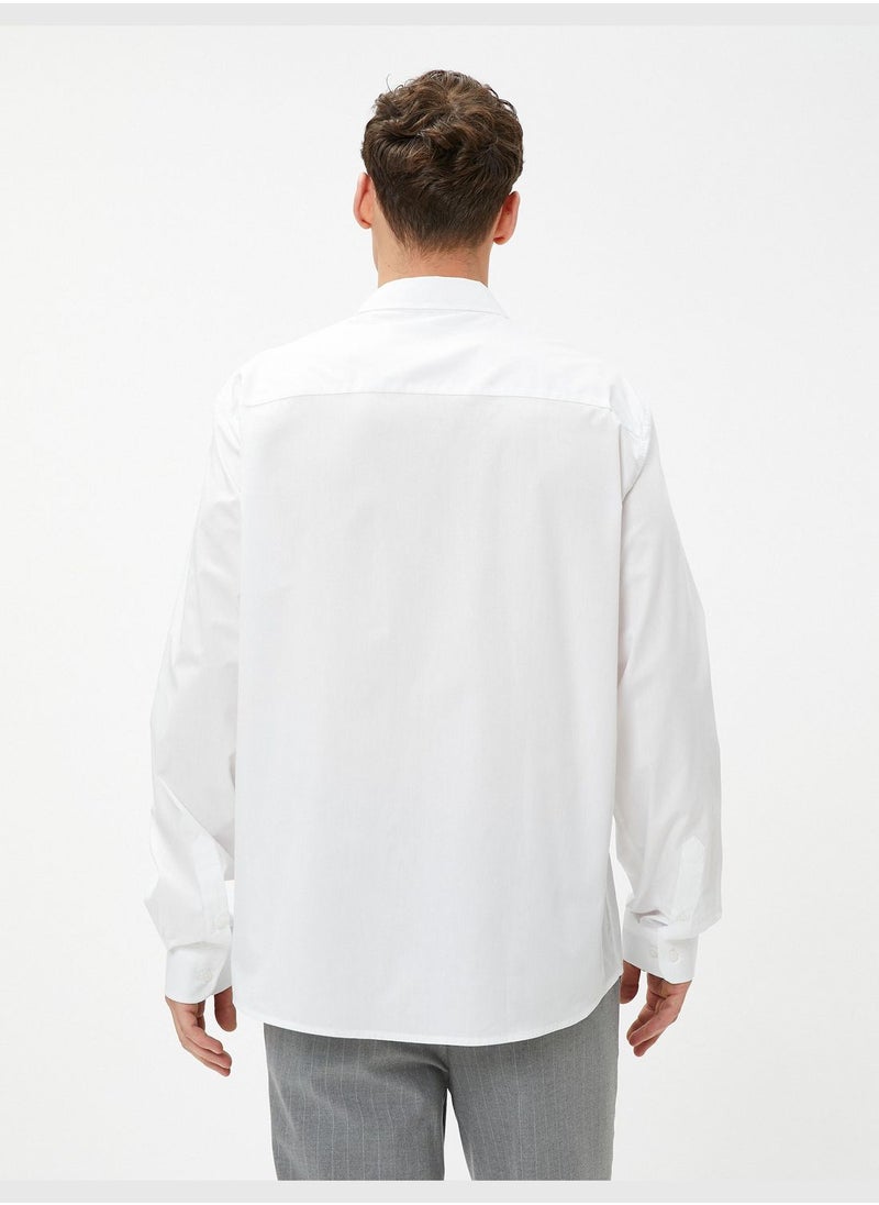KOTON Basic Shirt Classic Neck Long Sleeve Buttoned Cotton  - Image 4