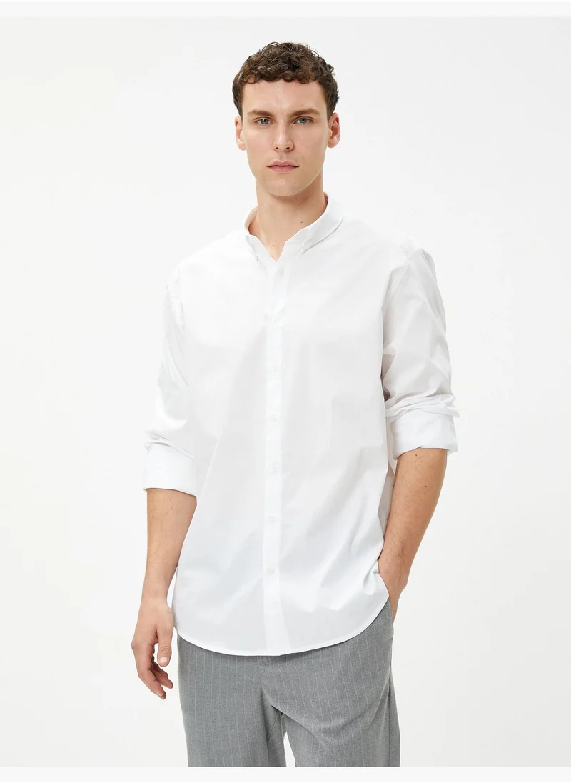 KOTON Basic Shirt Classic Neck Long Sleeve Buttoned Cotton