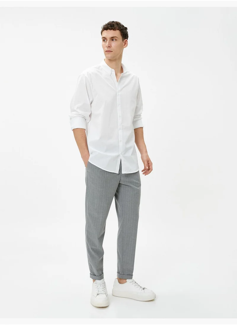 كوتون Basic Shirt Classic Neck Long Sleeve Buttoned Cotton