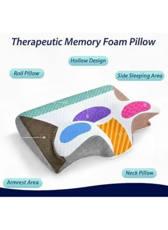 Zimtal Memory Foam Pillow, Upgrade Neck Pillow, Neck Hospitality Pillow, 2 in 1 Ergonomic Contour Orthopedic Pillow for Neck Pain (Grey) - Image 3