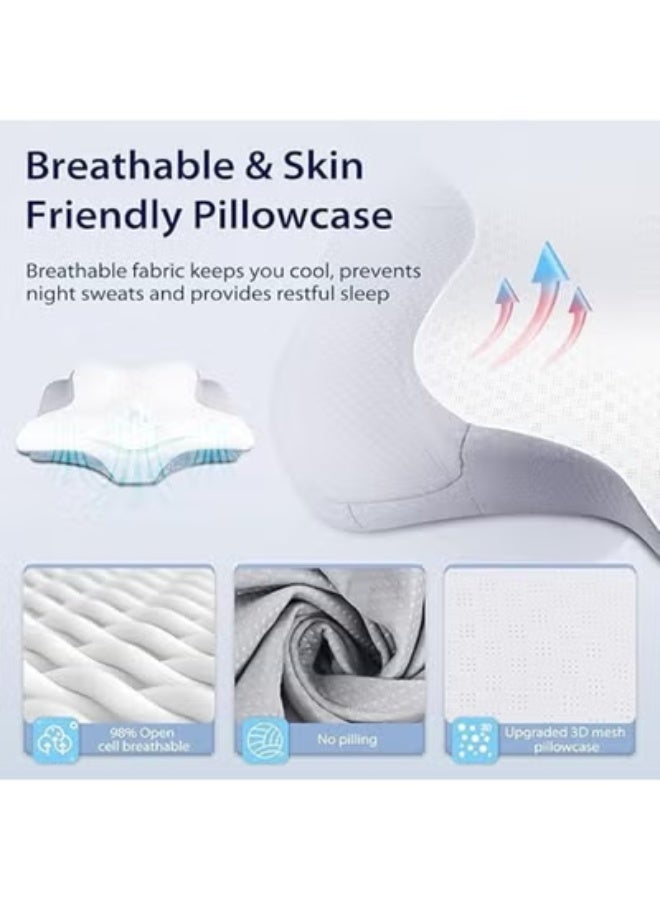 Zimtal Memory Foam Pillow, Upgrade Neck Pillow, Neck Hospitality Pillow, 2 in 1 Ergonomic Contour Orthopedic Pillow for Neck Pain (Grey) - Image 4