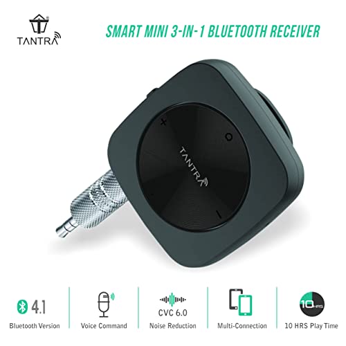 TANTRA Magico Pro: Smart Car Bluetooth AUX Adapter Receiver Car Kit Bluetooth Receiver with 3.5mm AUX for Home Music Stereo Speakers Headphones (Built in Mic with BT. 5.0 Version), Black - Image 3