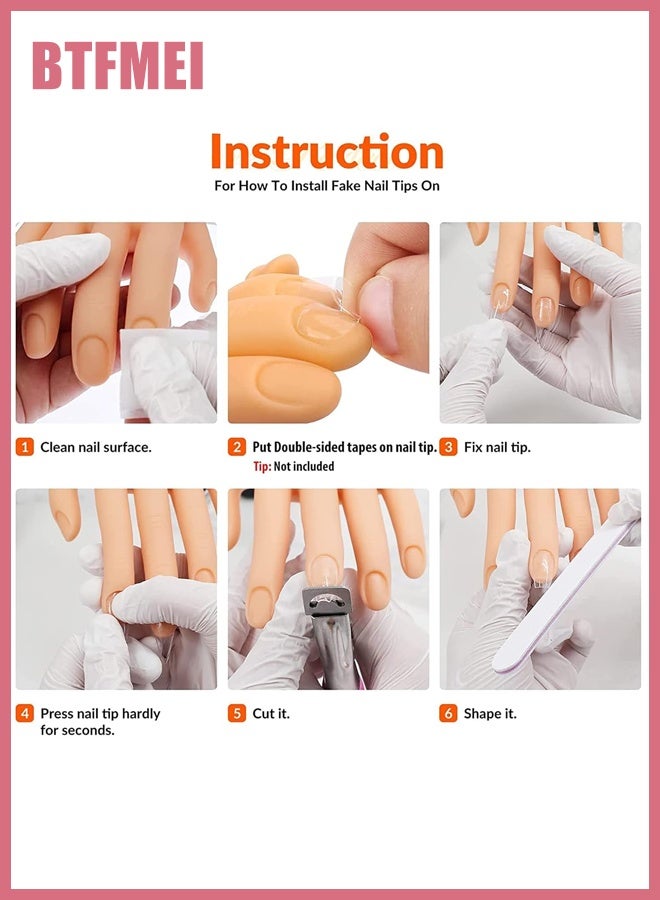BTFMEI Nail Art Practice Hand Set, Training Hand for Nails with Nails Practice Hand Support and Pvc Hand Model 1pc, False Nail of Bendable & Realistic Finger Model Suitable for Beginners to Practice Nail Art, Life-Size Nail Practice Hand - Image 4