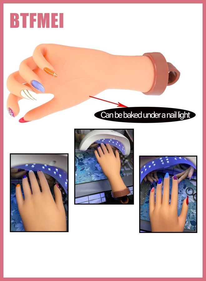 BTFMEI Nail Art Practice Hand Set, Training Hand for Nails with Nails Practice Hand Support and Pvc Hand Model 1pc, False Nail of Bendable & Realistic Finger Model Suitable for Beginners to Practice Nail Art, Life-Size Nail Practice Hand - Image 5