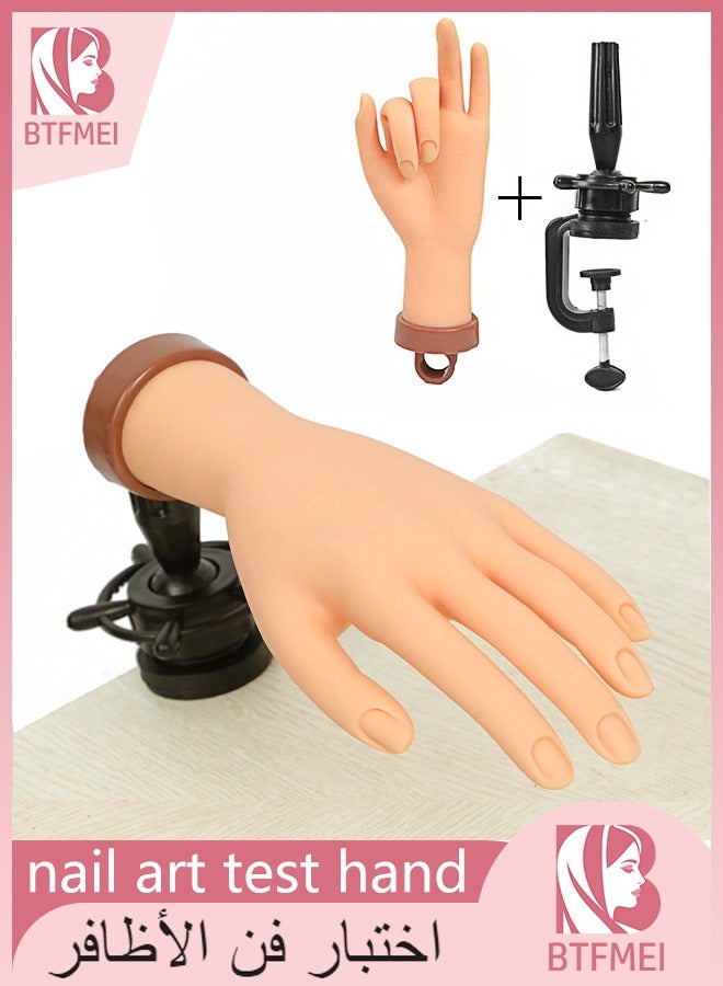 BTFMEI Nail Art Practice Hand Set, Training Hand for Nails with Nails Practice Hand Support and Pvc Hand Model 1pc, False Nail of Bendable & Realistic Finger Model Suitable for Beginners to Practice Nail Art, Life-Size Nail Practice Hand - Image 1