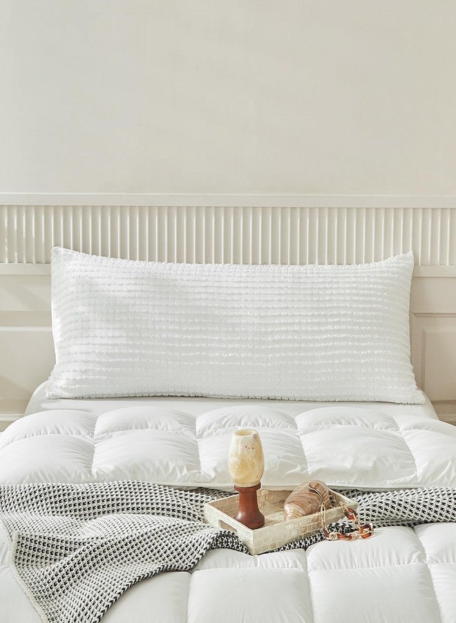 WARMDERN White Pillow Covers Body Pillow Cover Soft Microfiber Pillow Cases Set of 1 Boho Textured Pillowcase with Envelope Closure(White, Body-1 20x54 Inches) - Image 2